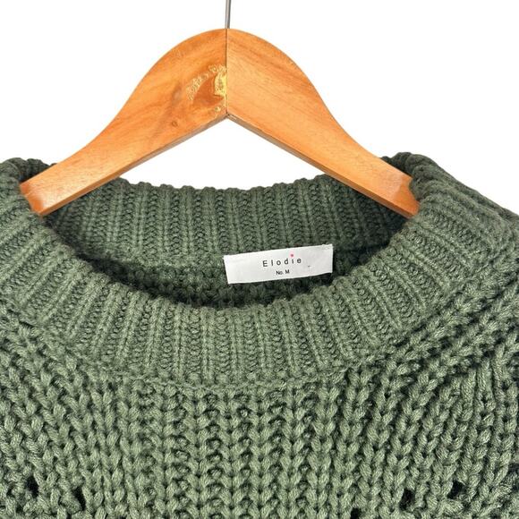 Elodie Dark Green Oversized Pullover Chunky Loose- Knit Cozy Sweater Sz Medium - Picture 3 of 10